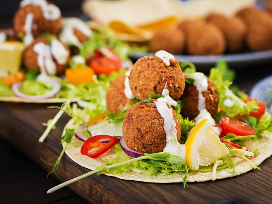 Falafel wrap with fresh salad