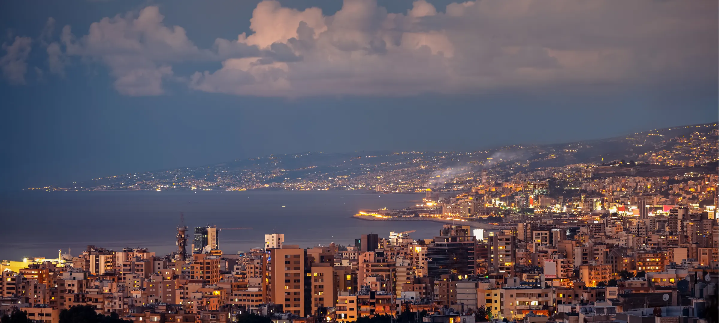 Evening cityscape on the Lebanese coast